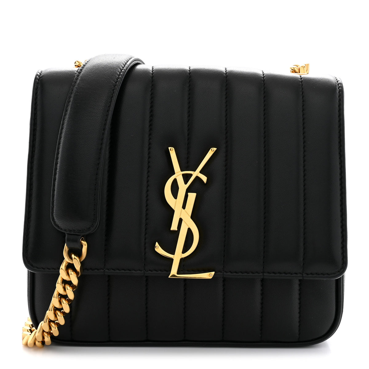 Saint Laurent Lambskin Matelasse Monogram Medium Vicky Chain Bag Black 1 of 10