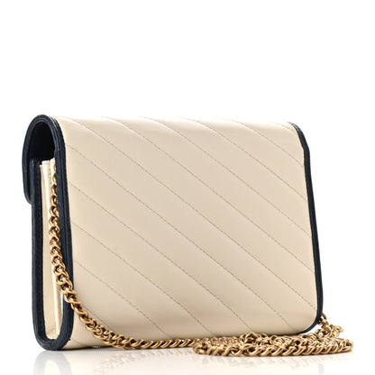 Gucci Vintage Effect Calfskin Matelasse Diagonal Torchon GG Marmont Chain Wallet Mystic White Blue Agata 3 of 10