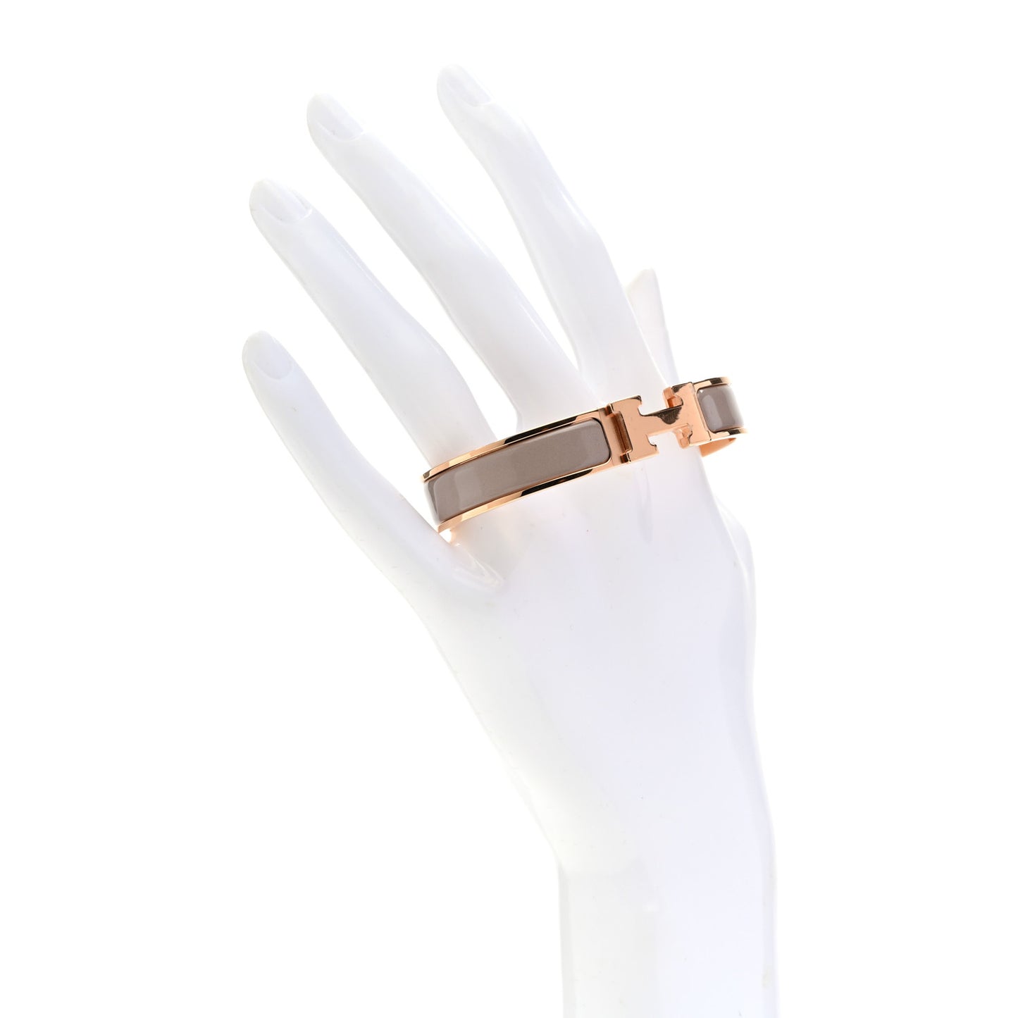 Enamel Narrow Clic Clac H Bracelet GM Marron Glace