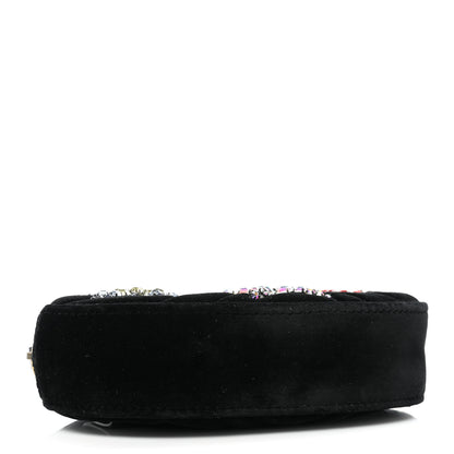 Gucci Velvet Matelasse Crystal Star GG Marmont Belt Bag 85 34 Black 4 of 9
