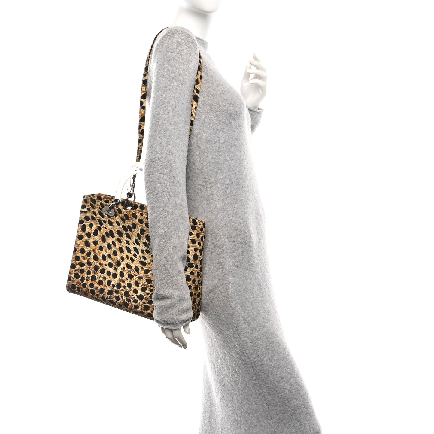 Canvas Leopard Print Large Lady Dior