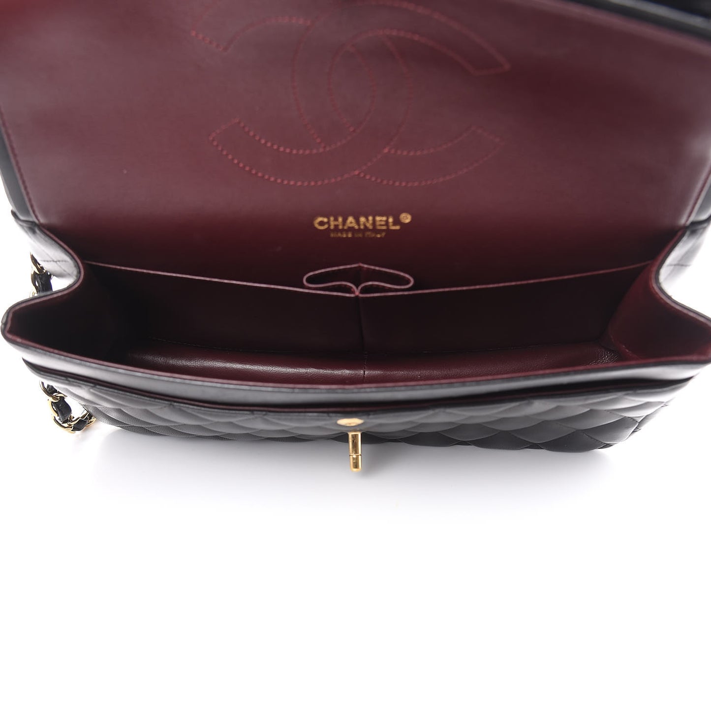 Lambskin Quilted Jumbo Double Flap Black