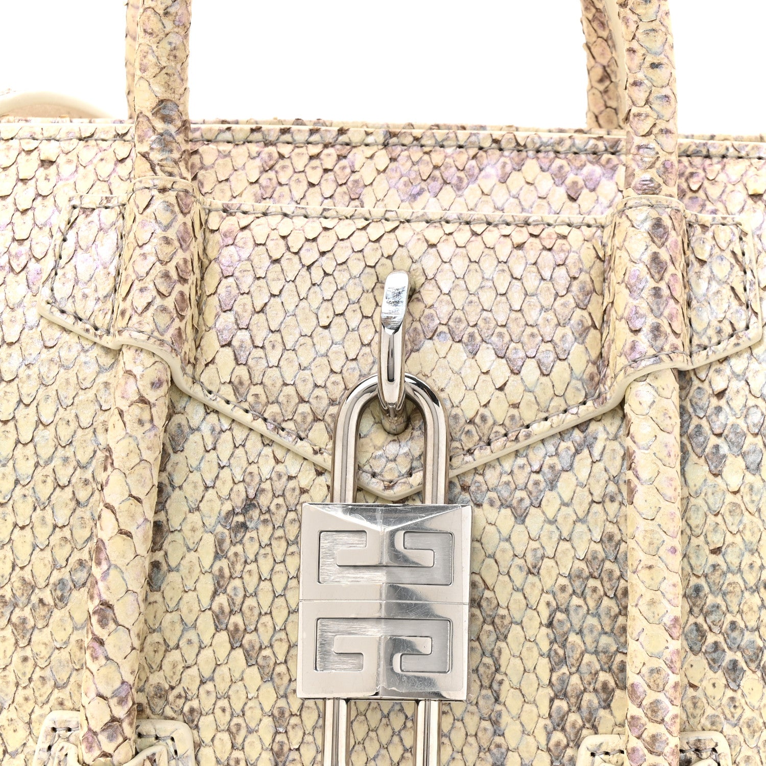 Givenchy Snakeskin Mini Lock Antigona Shoulder Bag Dusty Gold 8 of 10