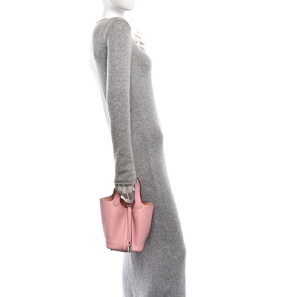 Hermes Taurillon Clemence Picotin Lock 18 PM Rose Sakura 2 of 11