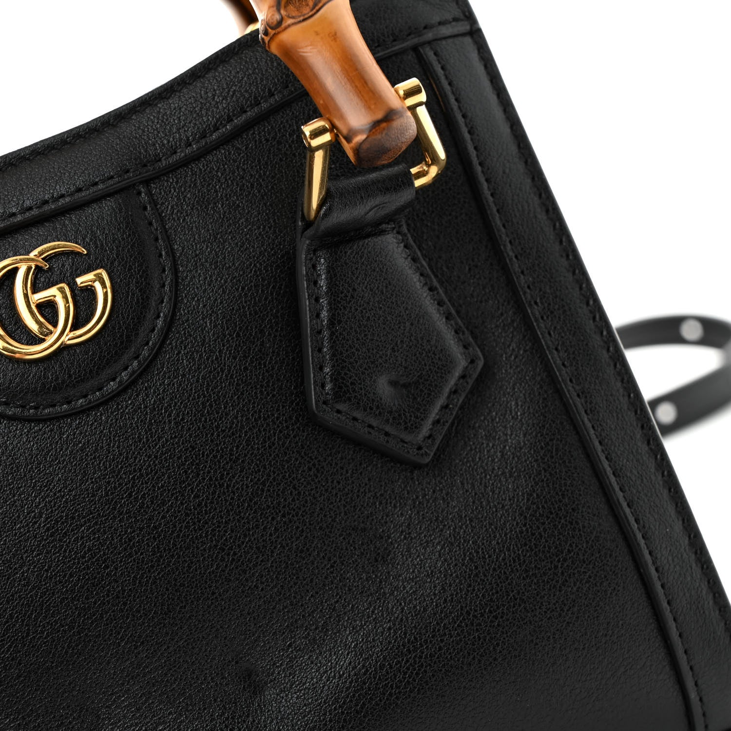 Gucci Wonka Grain Calfskin Mini Diana Tote Bag Black Yellow Fluo 11 of 14
