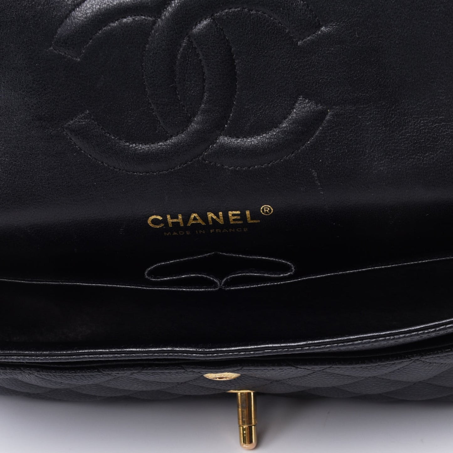 Caviar Quilted Medium Double Flap Black
