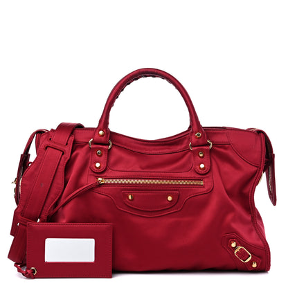 Balenciaga Satin Classic Gold Hardware City Red 1 of 13