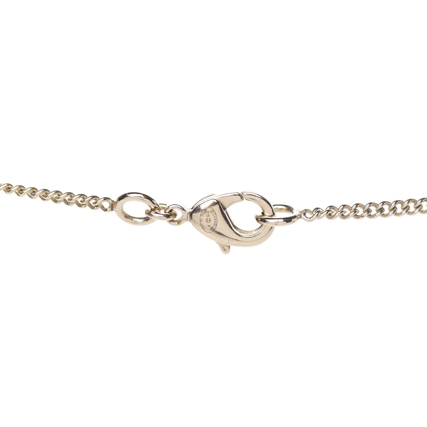 Metal Crystal CC Bow Drop Necklace Gold