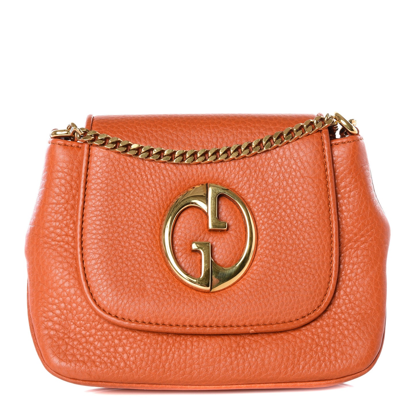 Pebbled Calfskin Small 1973 Chain Shoulder Bag Orange