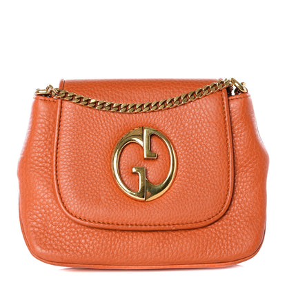 Gucci Pebbled Calfskin Small 1973 Chain Shoulder Bag Orange 1 of 9