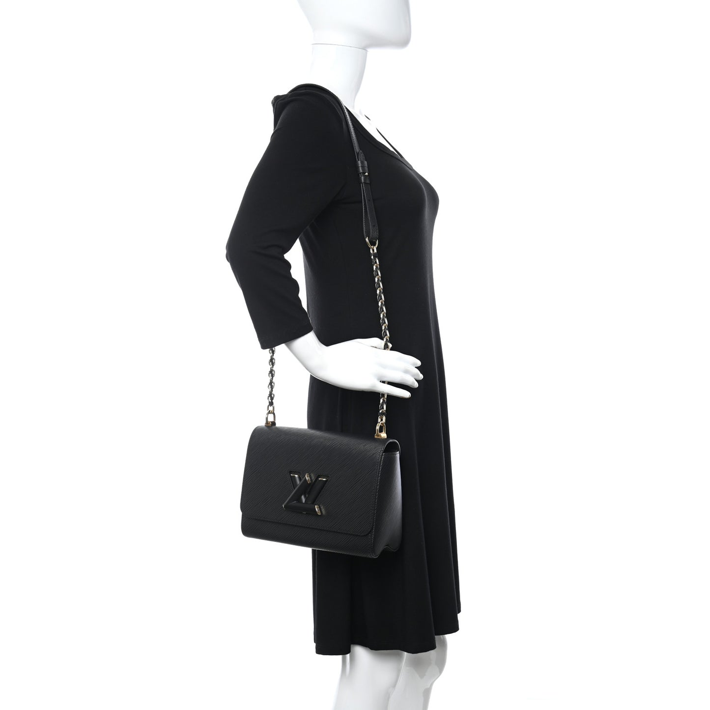 Epi Twist Shoulder Bag MM Matte Black Gold