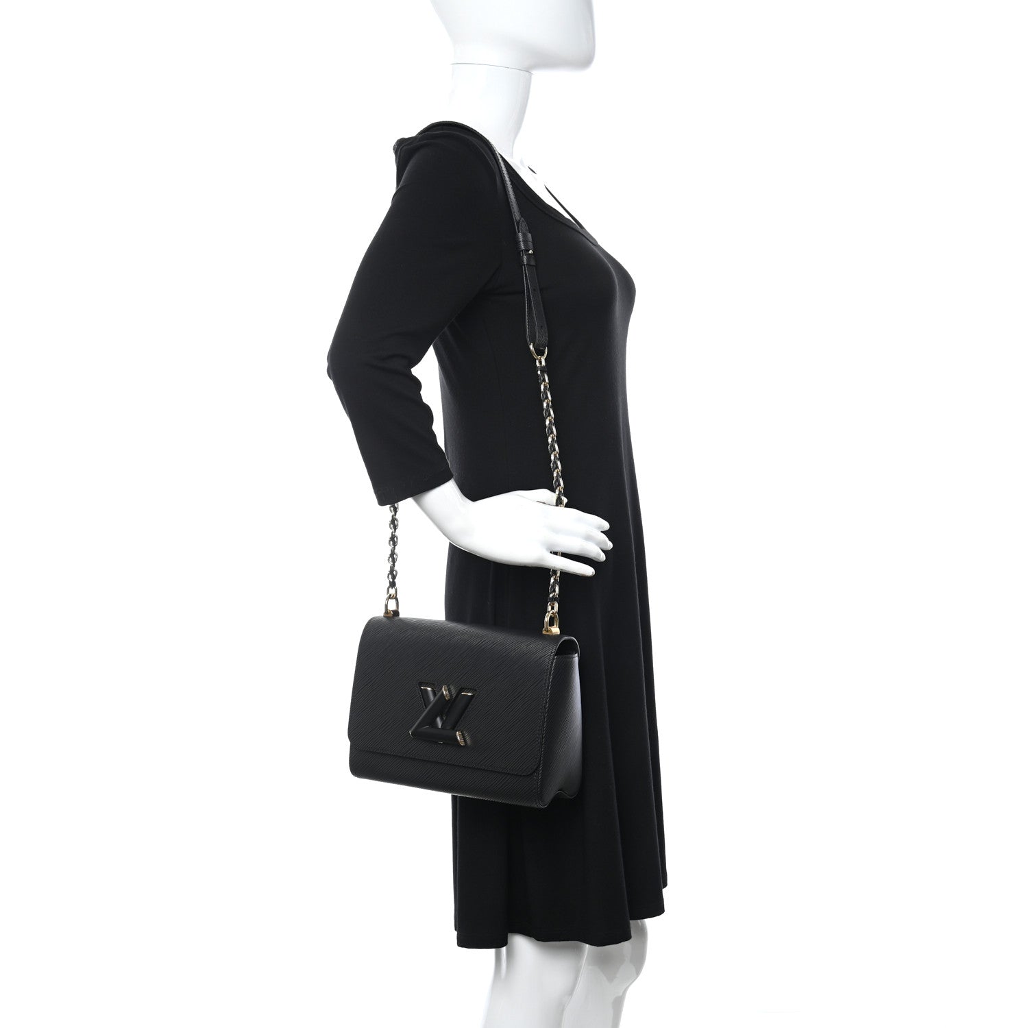 Louis Vuitton Epi Twist Shoulder Bag MM Matte Black Gold 2 of 10