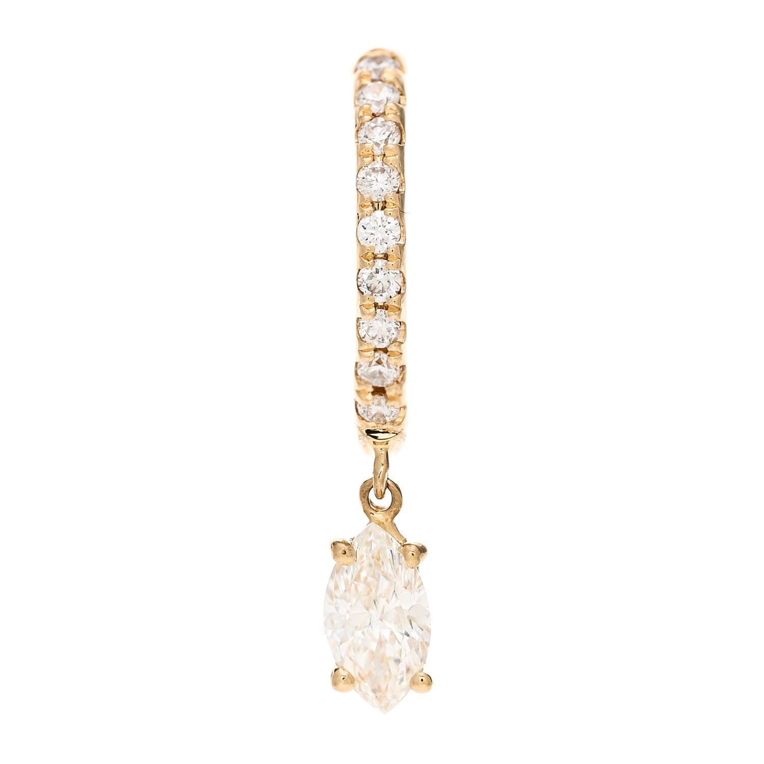 Anita Ko 18K Yellow Gold Diamond Single Marquise Huggie Drop Earring 1 of 4