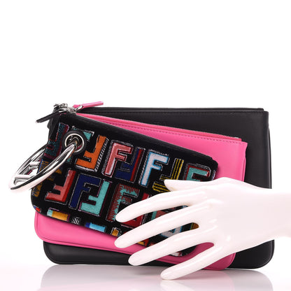 Fendi Calfskin Velvet F is Fun Fair Triplette Pouch Set Multicolor 2 of 10