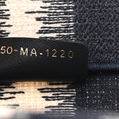 Christian Dior Canvas Embroidered Large Striped Book Tote Navy 7 of 10