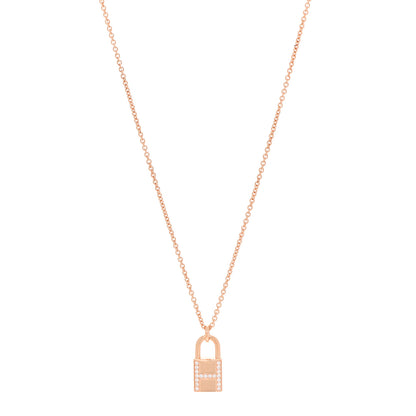 Hermes 18K Rose Gold Diamond Amulettes Cadenas Pendant Necklace 1 of 5