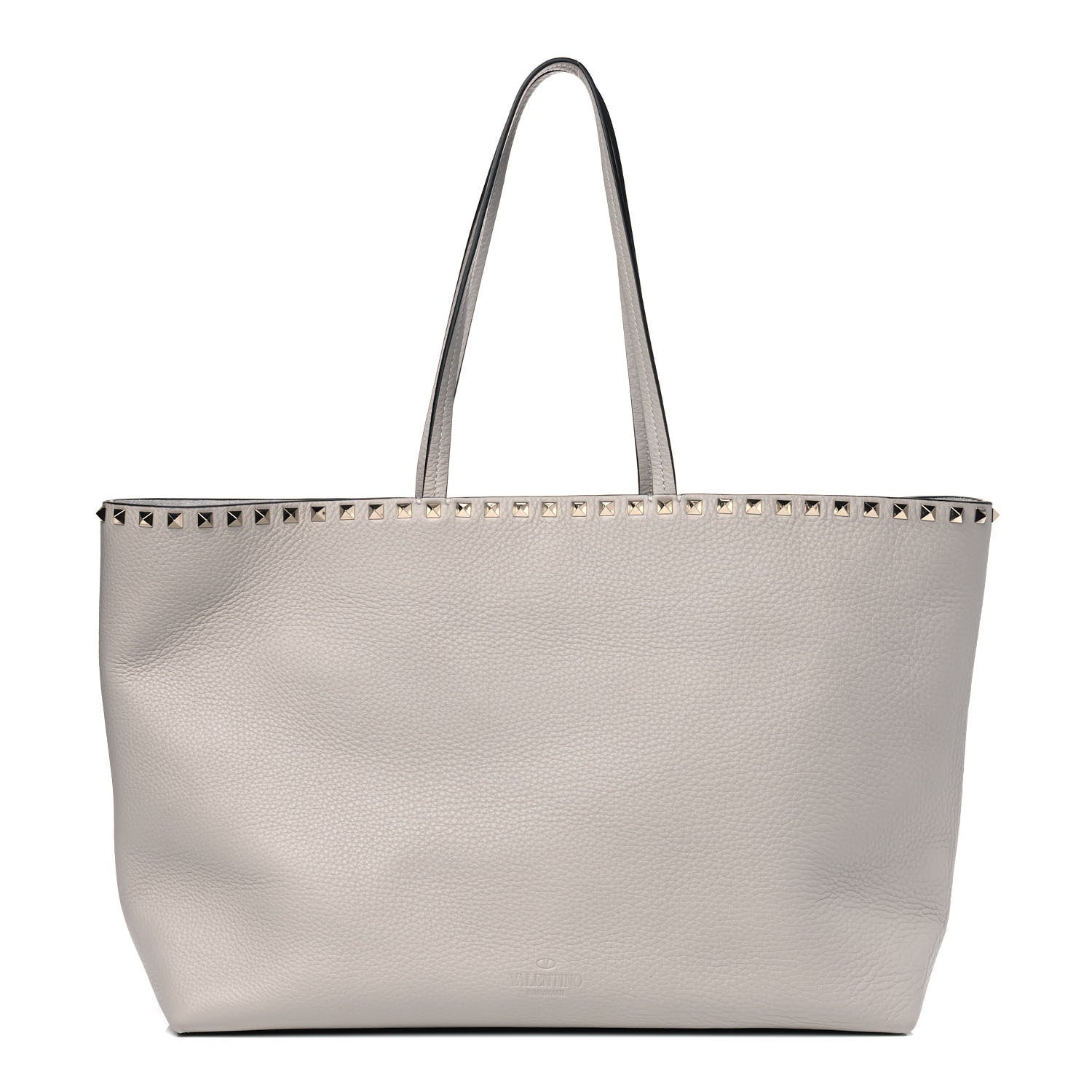 Valentino Garavani Grained Calfskin Rockstud Shoulder Tote Pastel Grey 1 of 4
