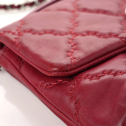 Chanel Calfskin Quilted Double Stitch Hamptons Clutch with Chain Red 11 of 19