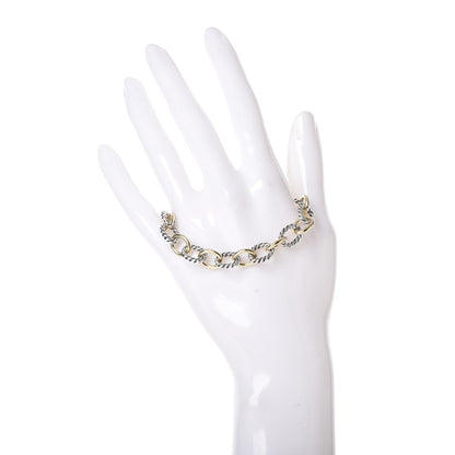 David Yurman Sterling Silver 18K Yellow Gold 10mm Medium Oval Link Bracelet 2 of 6