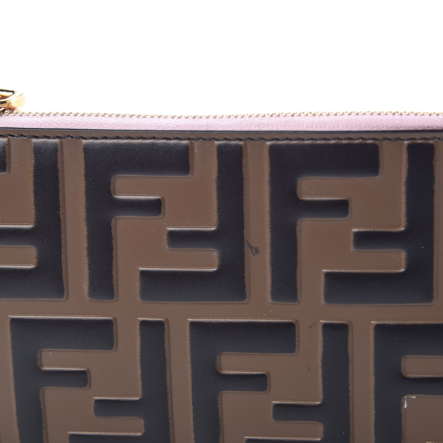 Vitello Cruise F is Fendi Bi-Color FF 1974 Embossed Key Case Pouch Maya Black Peonia