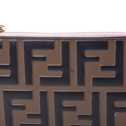 Fendi Vitello Cruise F is Fendi Bi-Color FF 1974 Embossed Key Case Pouch Maya Black Peonia 9 of 10