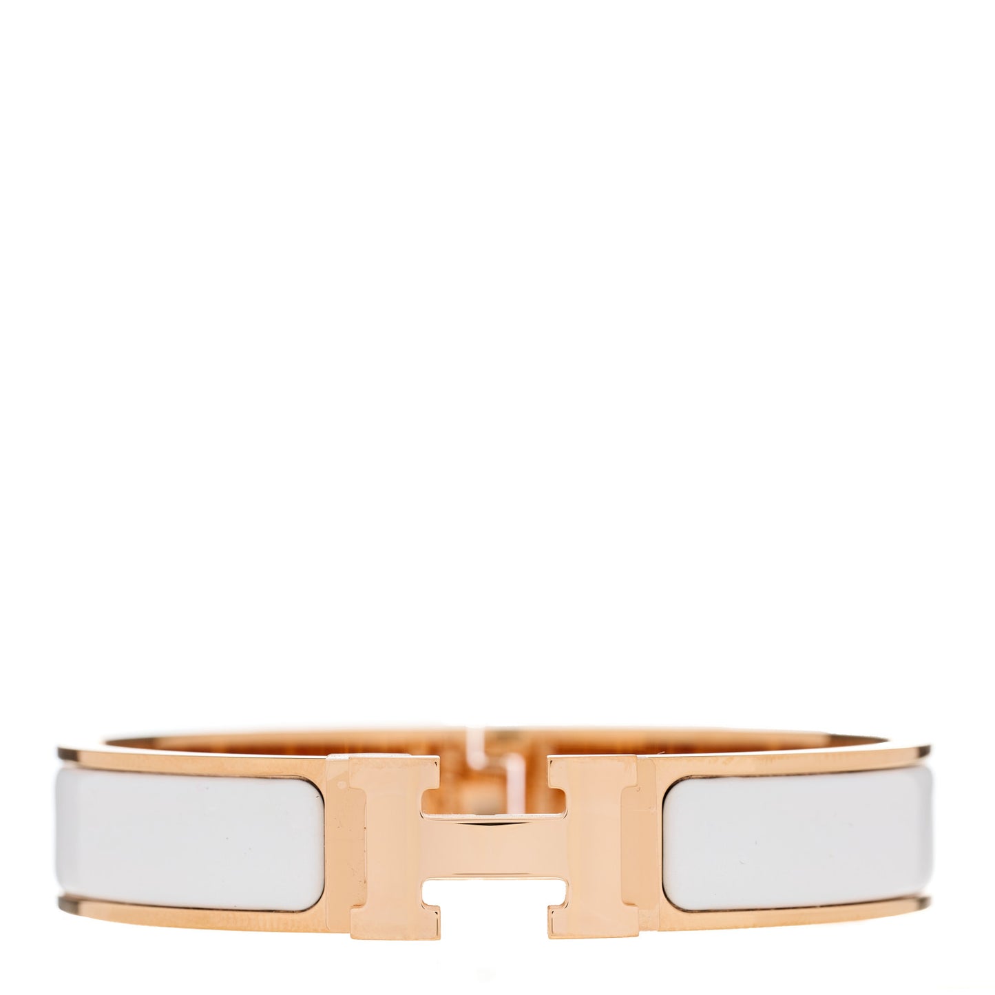 Enamel Narrow Clic Clac H Bracelet PM White