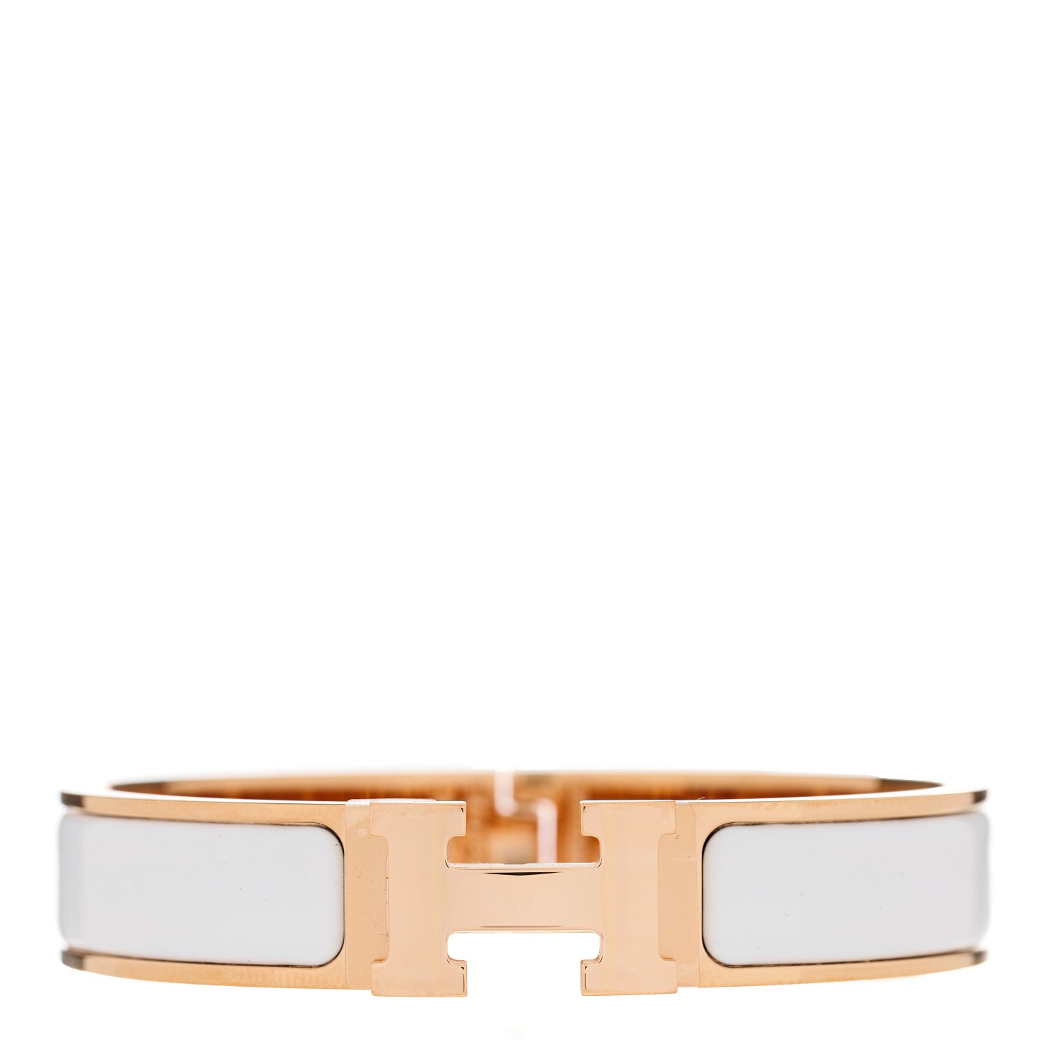 Hermes Enamel Narrow Clic Clac H Bracelet PM White 1 of 3