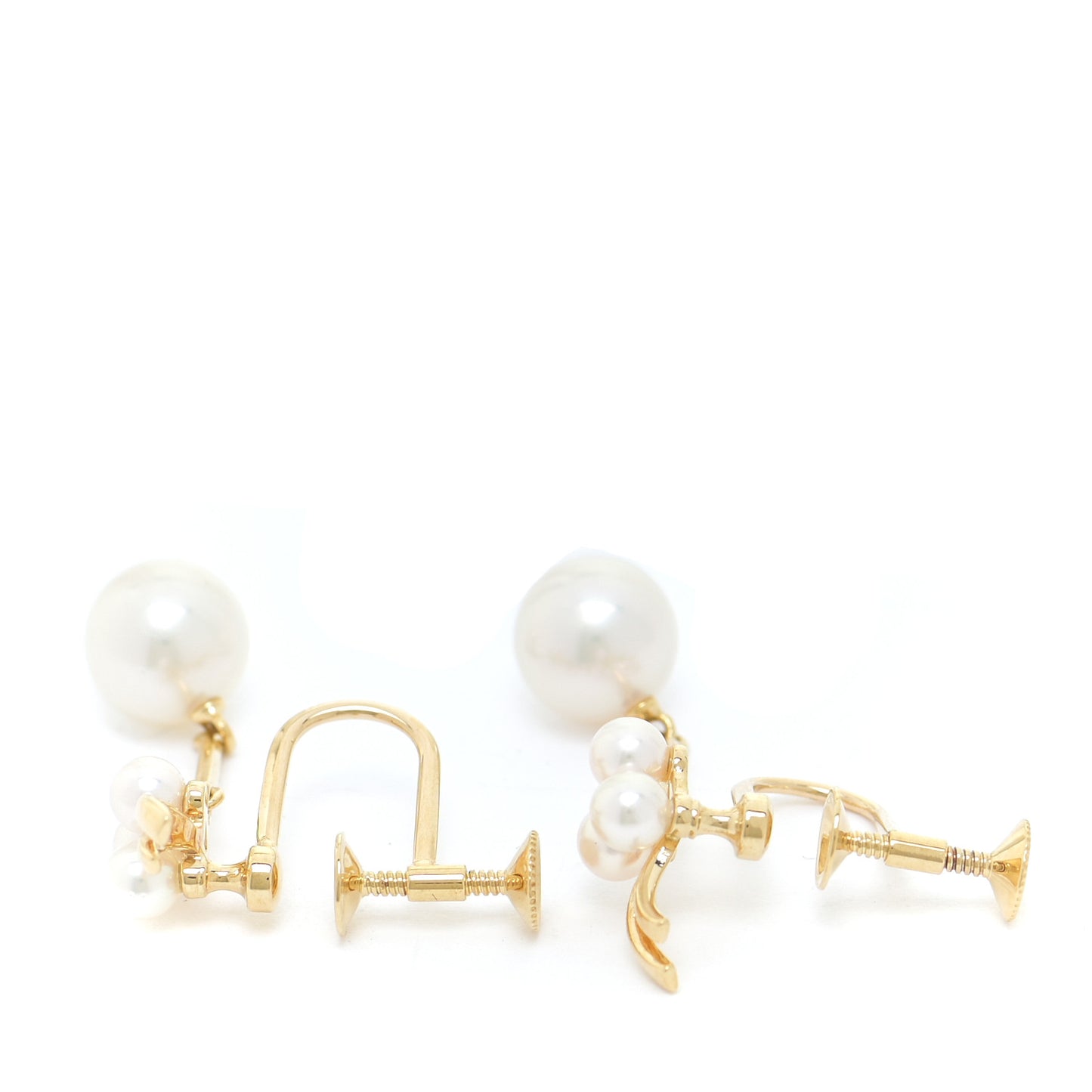 18K Yellow Gold Akoya Pearl 3.5-8mm Drop Screw-Back Earrings