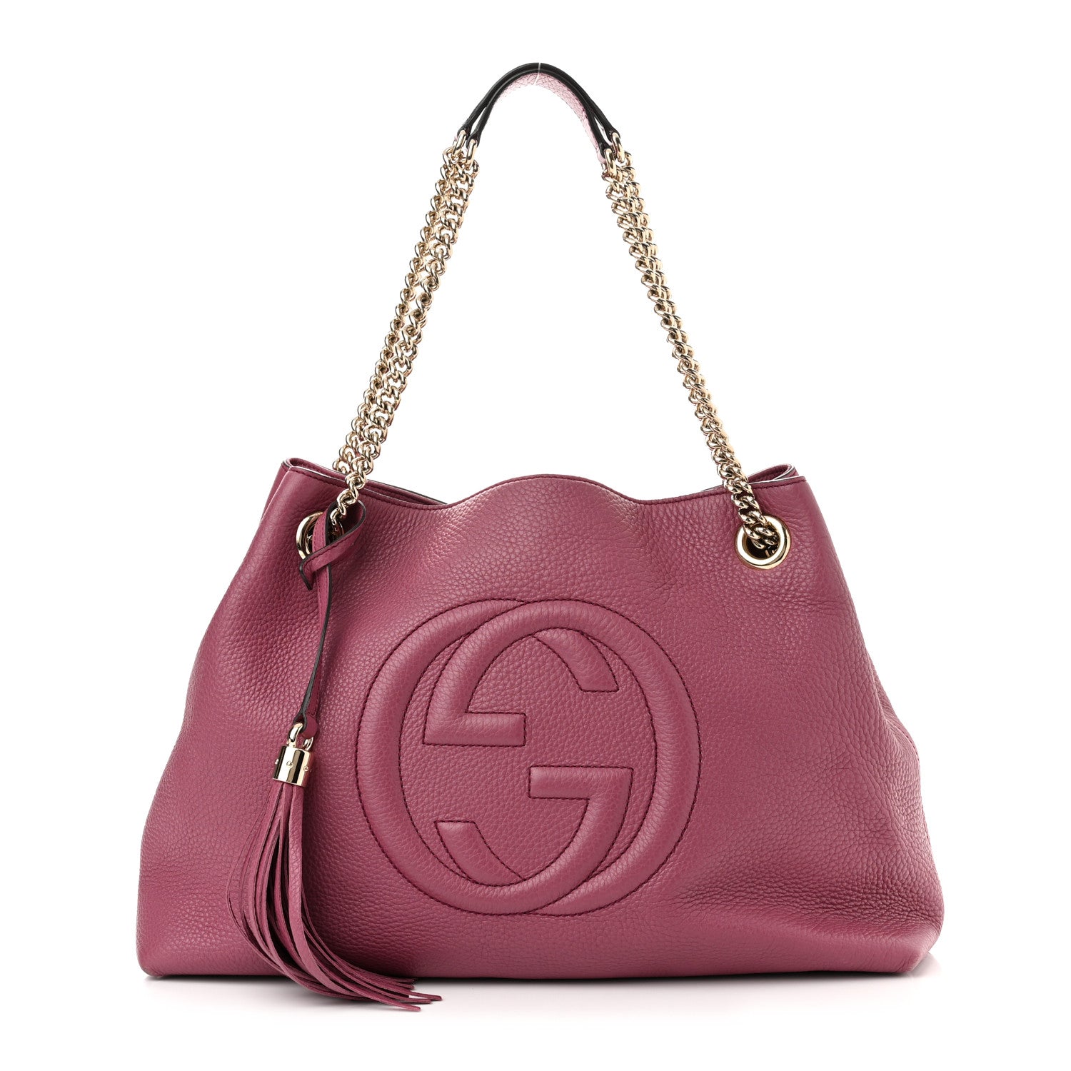 Gucci Pebbled Calfskin Medium Soho Chain Shoulder Bag Peonia Flower 1 of 10