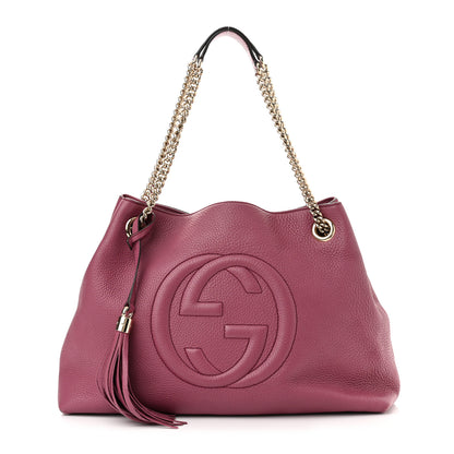 Gucci Pebbled Calfskin Medium Soho Chain Shoulder Bag Peonia Flower 1 of 10