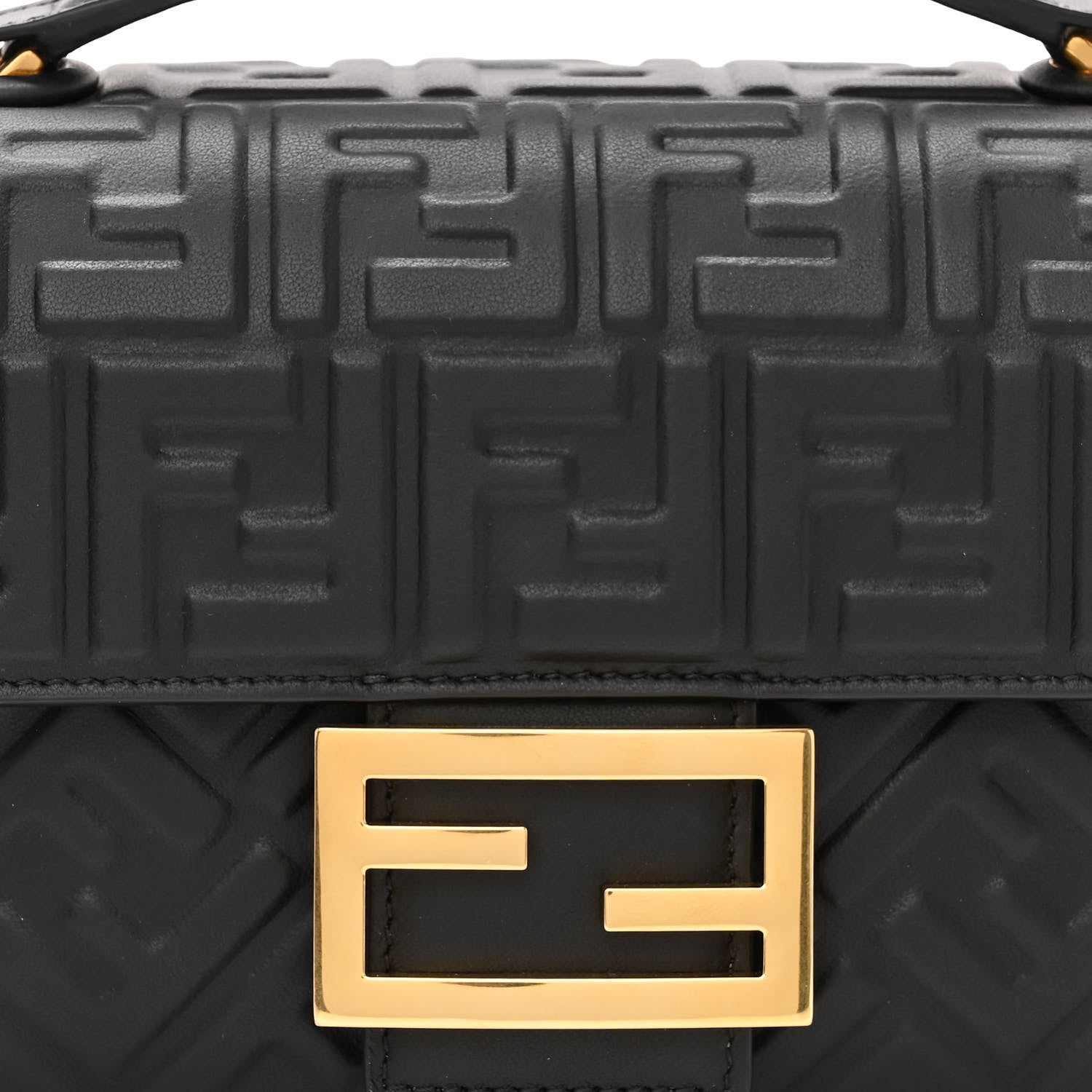 Fendi Nappa Small FF Embossed Midi Chain Baguette Black 8 of 11