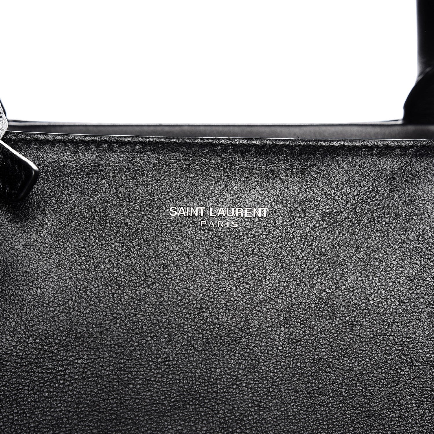 Saint Laurent Grained Calfskin Medium Fringe Cabas Rive Gauche Black 9 of 12