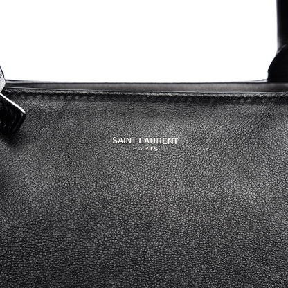 Saint Laurent Grained Calfskin Medium Fringe Cabas Rive Gauche Black 9 of 12