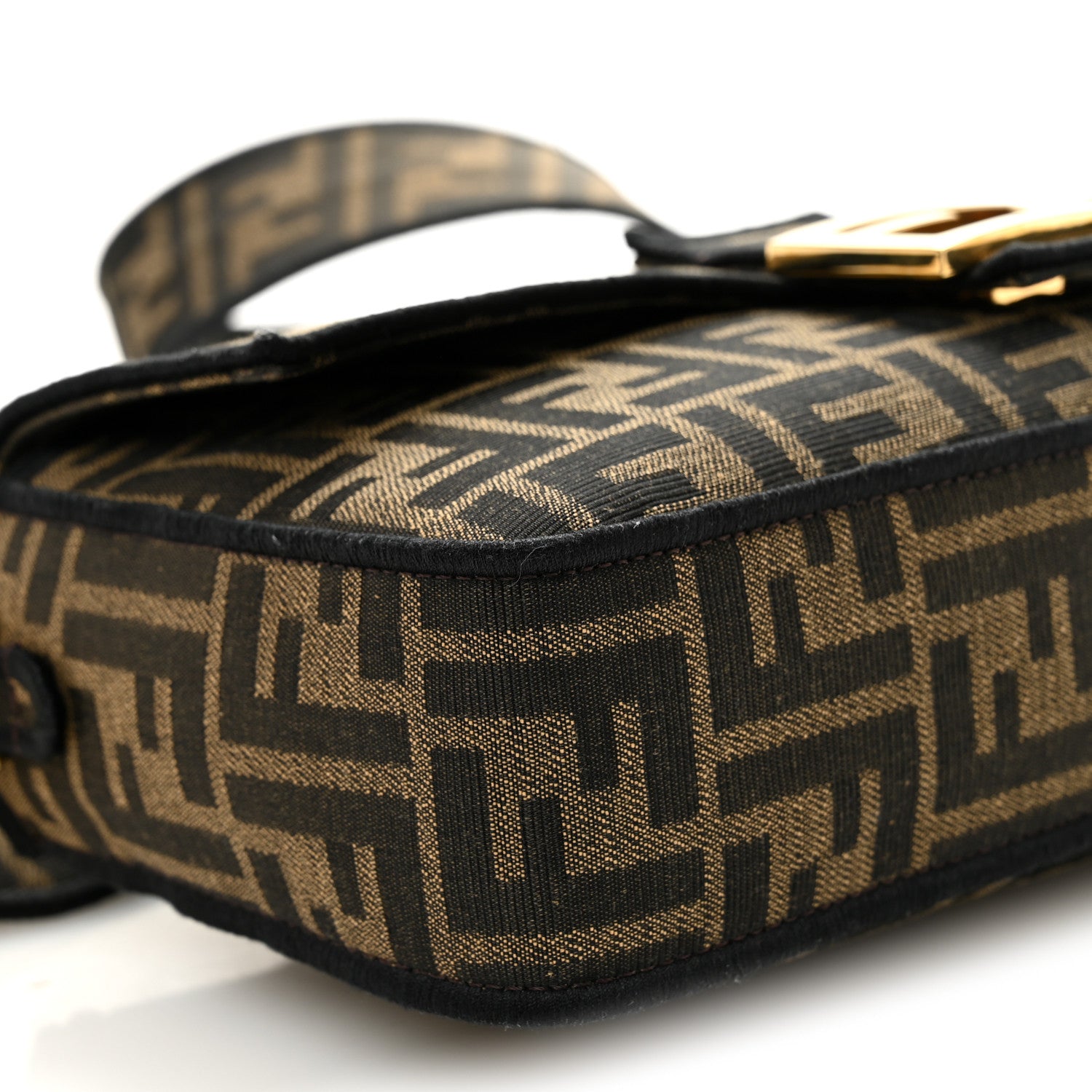 Fendi Fabric Jacquard FF 1974 Medium Baguette Tobacco Moro Black 9 of 11
