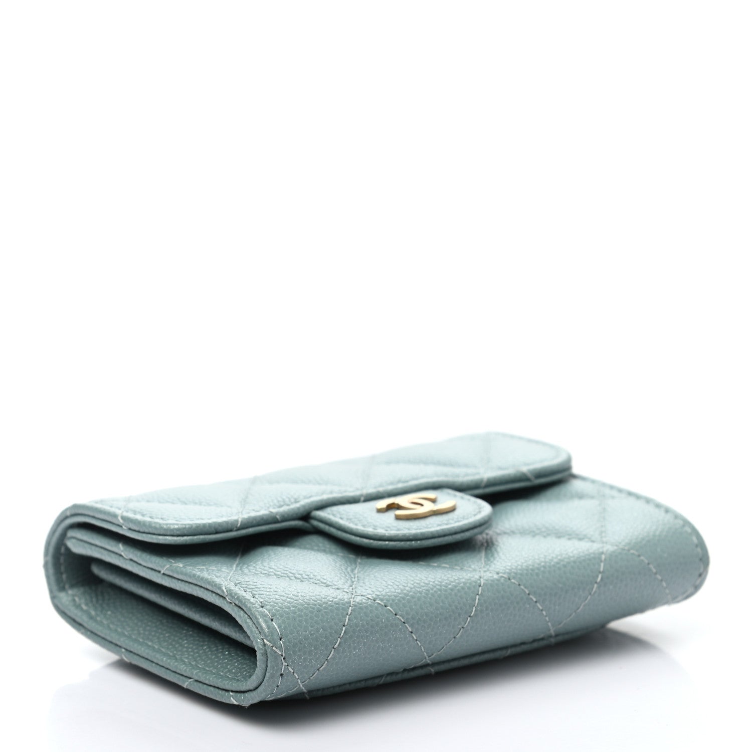 Chanel Iridescent Caviar Quilted Flap Card Holder Wallet Light Blue 8 of 14