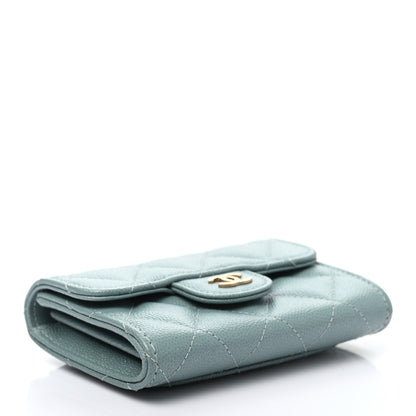 Chanel Iridescent Caviar Quilted Flap Card Holder Wallet Light Blue 8 of 14