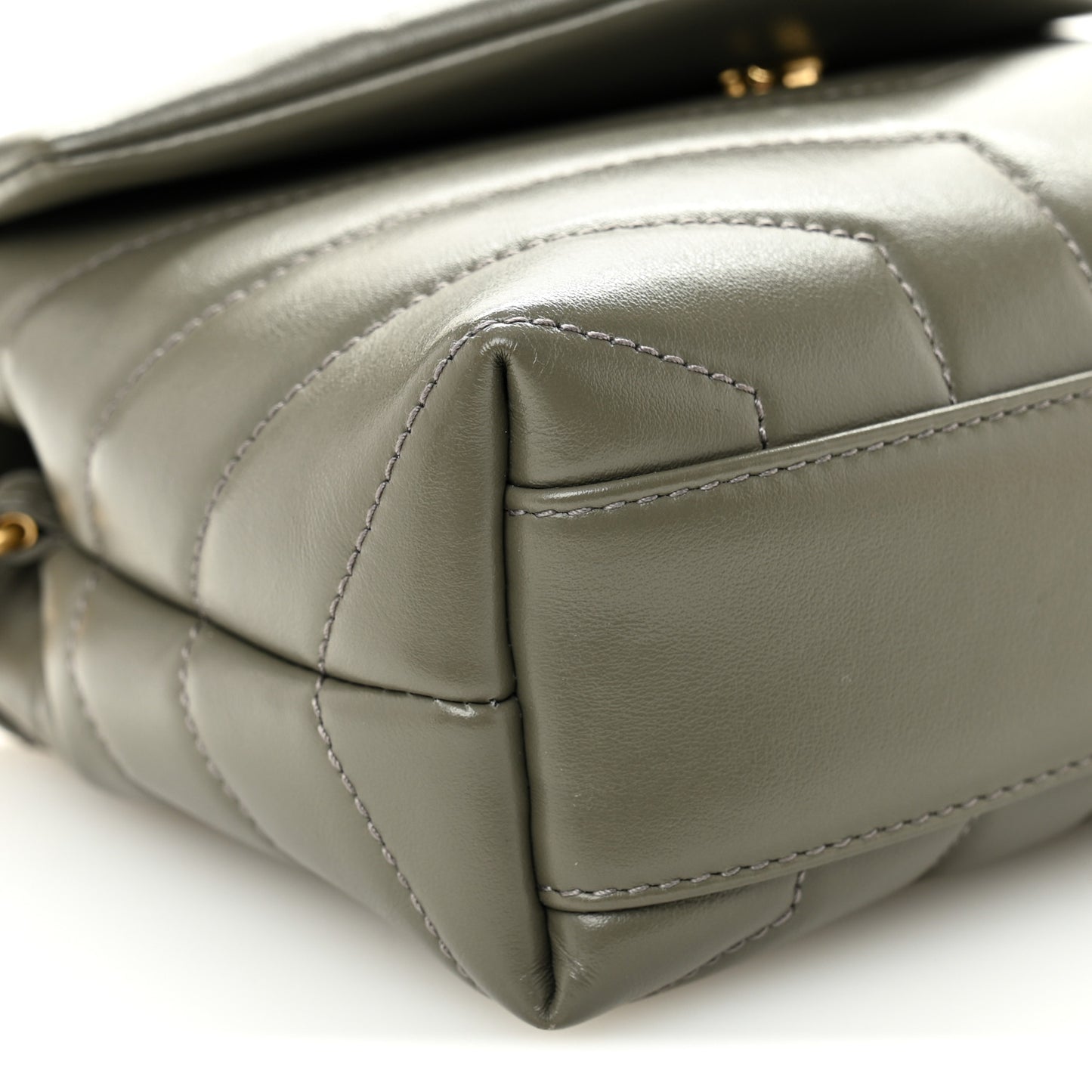 Calfskin Y Quilted Monogram Toy Loulou Crossbody Bag Grey Kaki