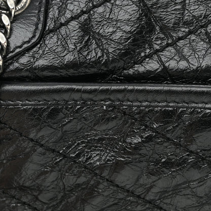 Saint Laurent Crinkled Calfskin Matelasse Monogram Baby Niki Chain Satchel Black 14 of 15
