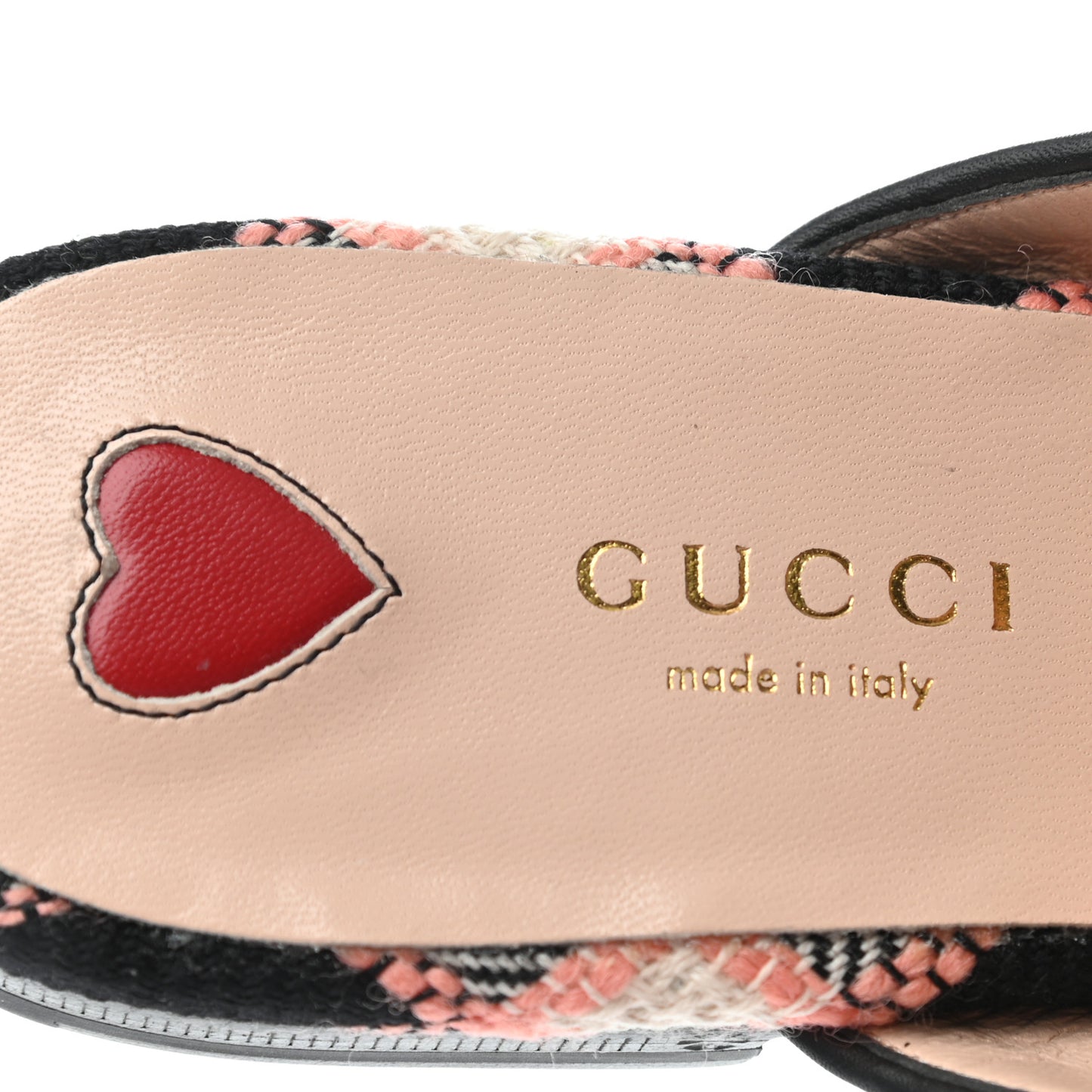 Tweed Calfskin Damier Womens Princetown Slippers 36.5 Black Pink Multicolor