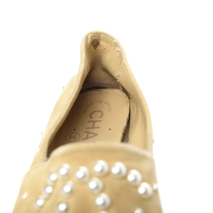 Chanel Suede Pearl CC Espadrilles 35 Beige Black 10 of 13