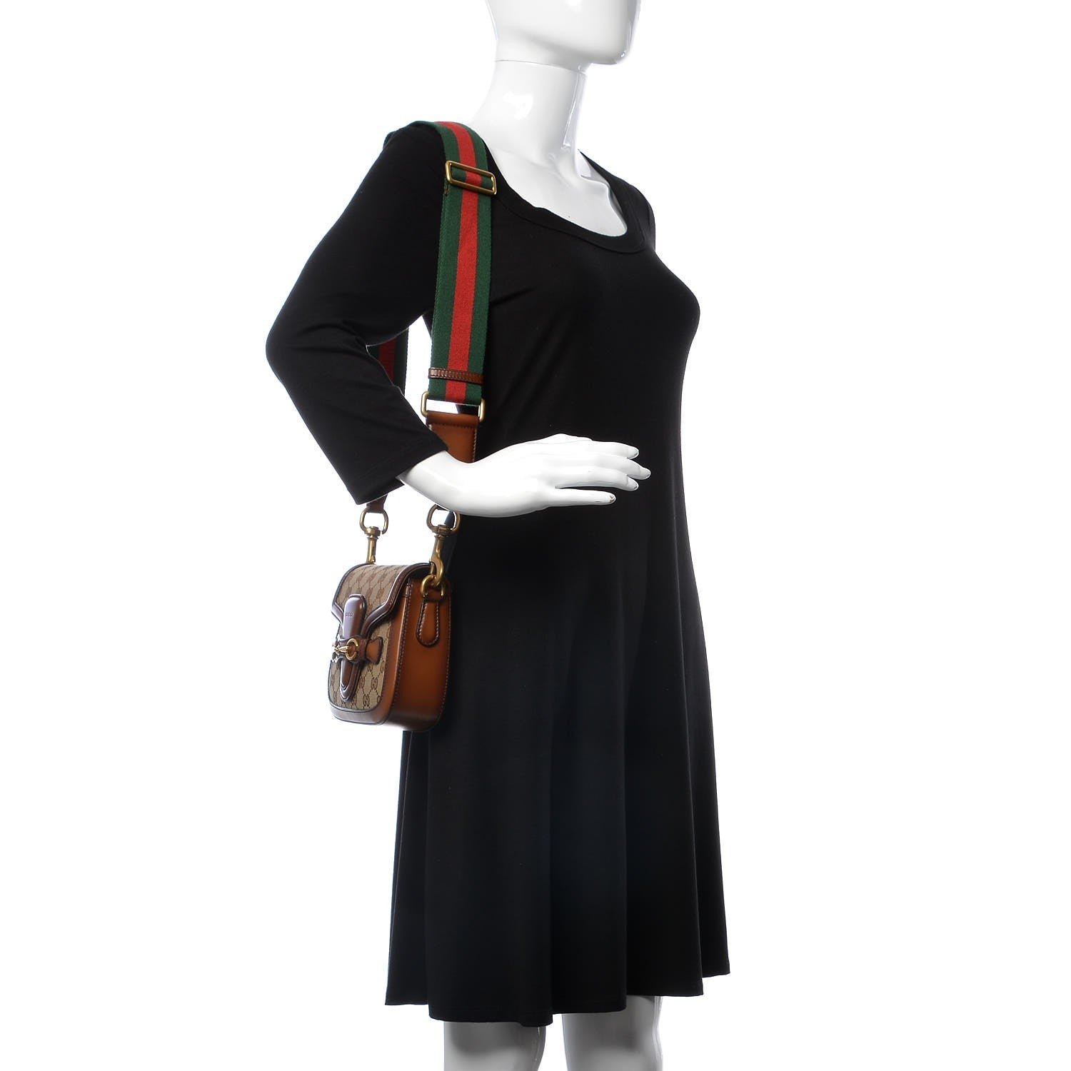 Gucci Monogram Small Lady Web Shoulder Bag Beige Cuir 1 of 5