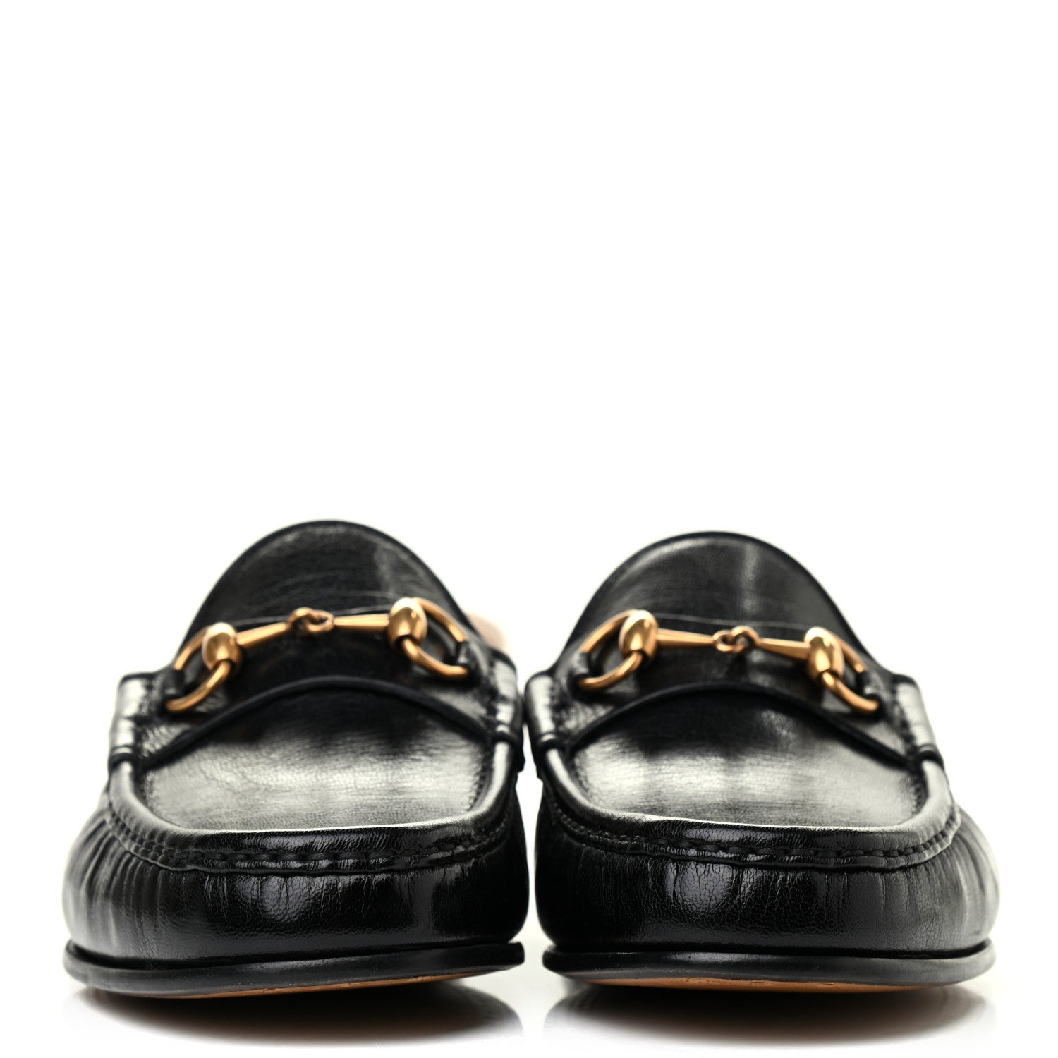 Gucci Goatskin Stripe Mens Horsebit Slingback Slippers 8 Black 2 of 8