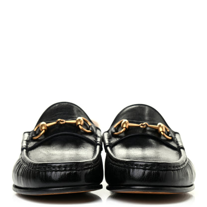 Gucci Goatskin Stripe Mens Horsebit Slingback Slippers 8 Black 2 of 8