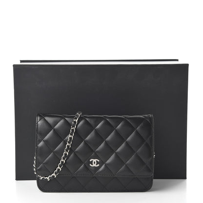 Chanel Lambskin Quilted Wallet On Chain WOC Black 12 of 12