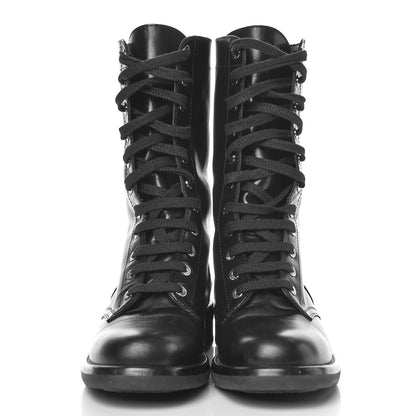 Chanel Crinkled Calfskin Paris Edinburgh CC Combat Boots 40 Black 2 of 10