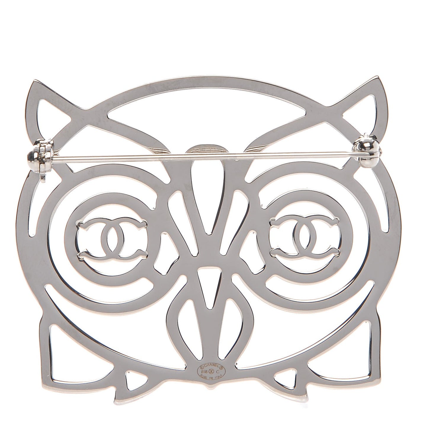 Strass Crystal Owl CC Brooch Purple Ruthenium