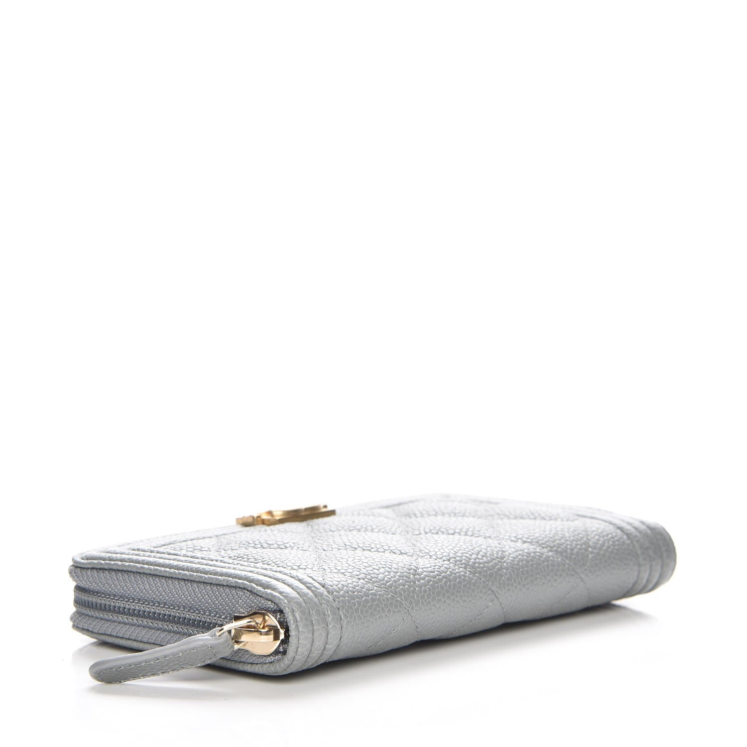 Chanel Caviar Quilted Boy Small Zip Around Wallet Grey 4 of 9
