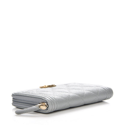 Chanel Caviar Quilted Boy Small Zip Around Wallet Grey 4 of 9