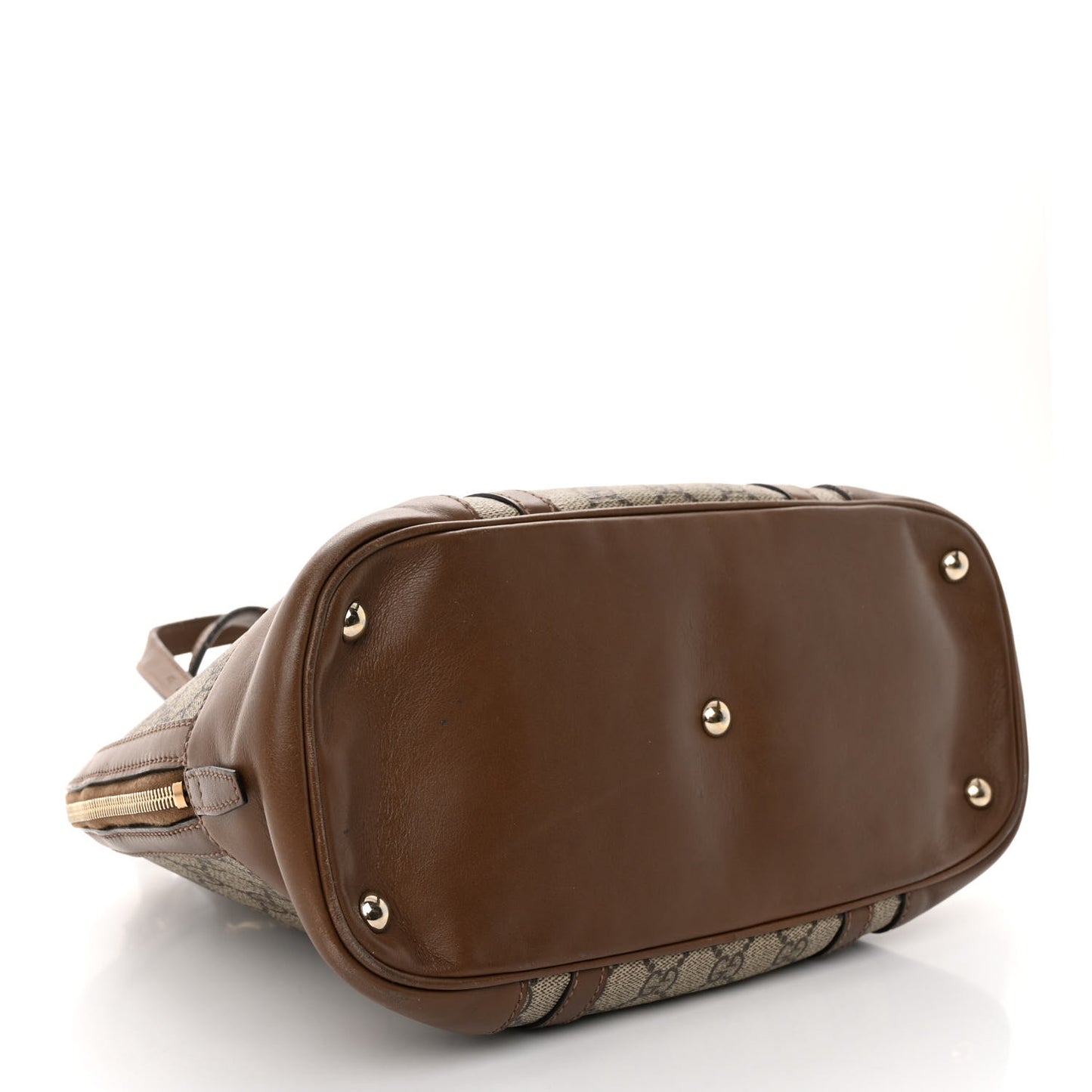 GG Supreme Monogram Margaux Calfskin Small Nice Top Handle Dome Bag Beige Ebony Acero