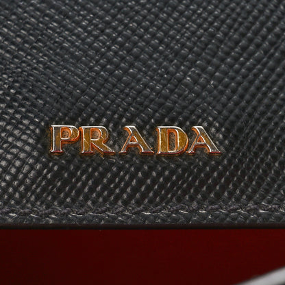 Prada Saffiano Cuir Small Double Bag Black Fuoco 6 of 10